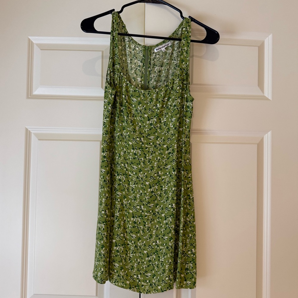 Reformation Green Floral Dress